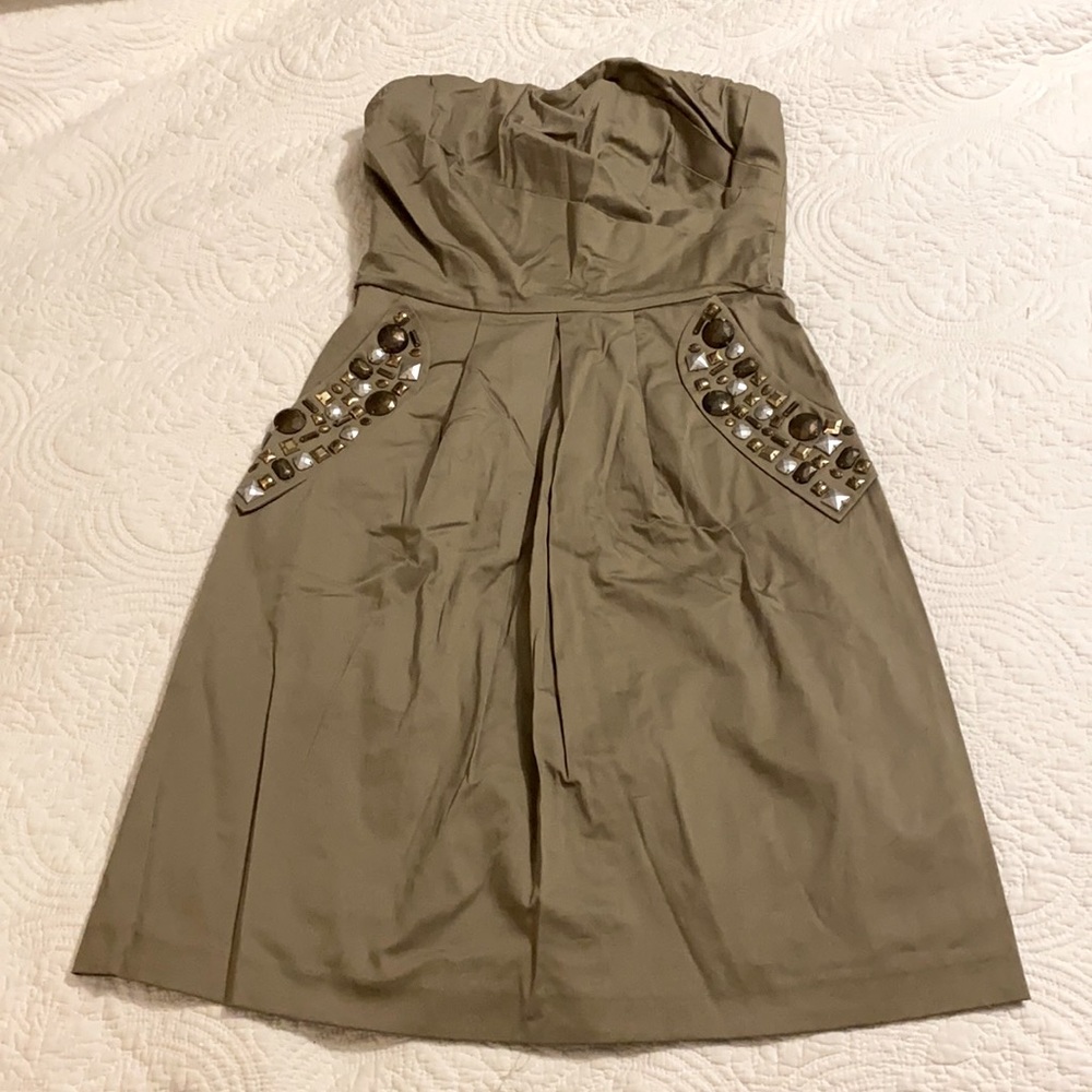 The Limited khaki strapless dress, NWOT